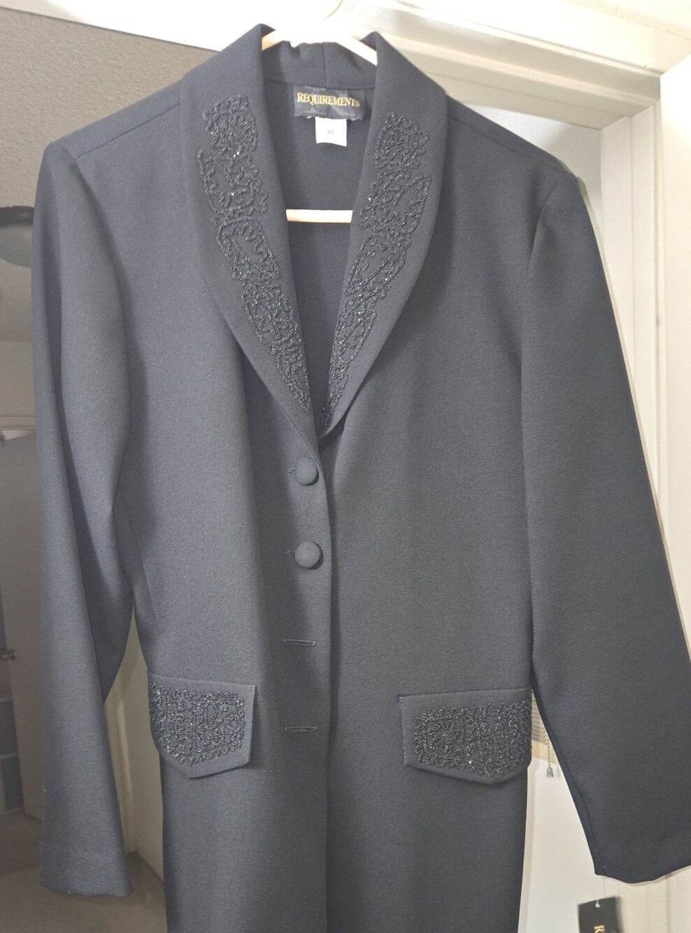 Requirements Black Embellished Blazer Coat